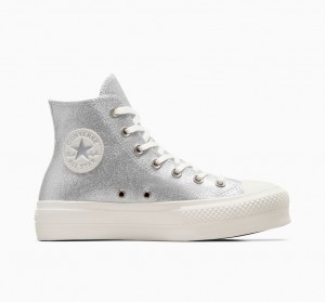 Converse Chuck Taylor All Star Lift Platformie Glitter Srebrne | 136975-NHY