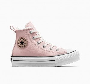 Converse Chuck Taylor All Star Lift Platformie Skórzane & Faux Fur Różowe Białe Czarne | 345289-HRE