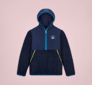 Converse Sherpa Half Zip Jacket Granatowe | 608493-DLP