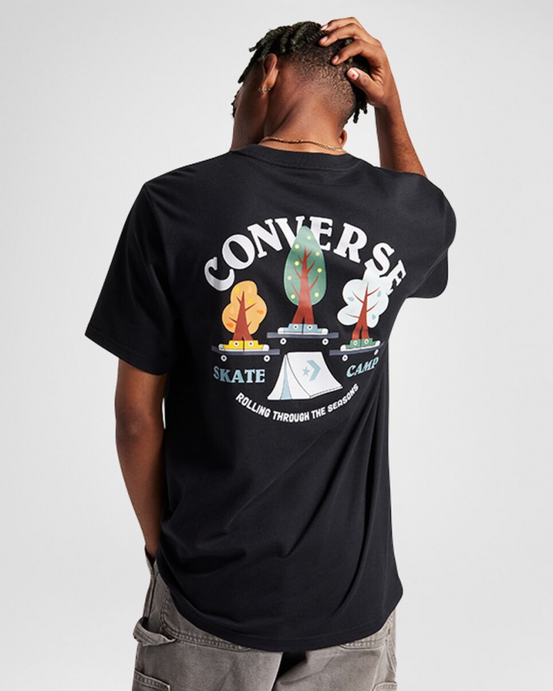 Converse All Star Tree T-shirt Czarne | 859631-DNG