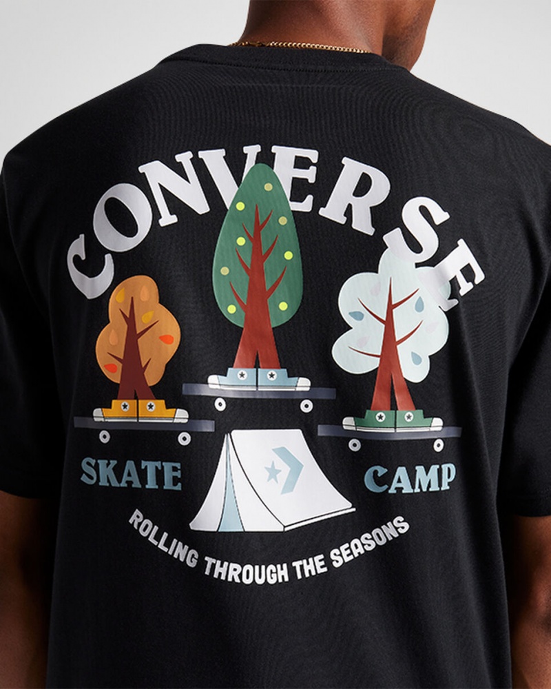 Converse All Star Tree T-shirt Czarne | 859631-DNG