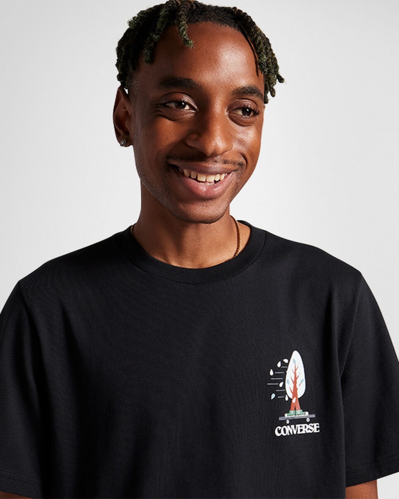 Converse All Star Tree T-shirt Czarne | 859631-DNG