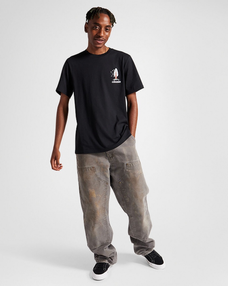 Converse All Star Tree T-shirt Czarne | 859631-DNG