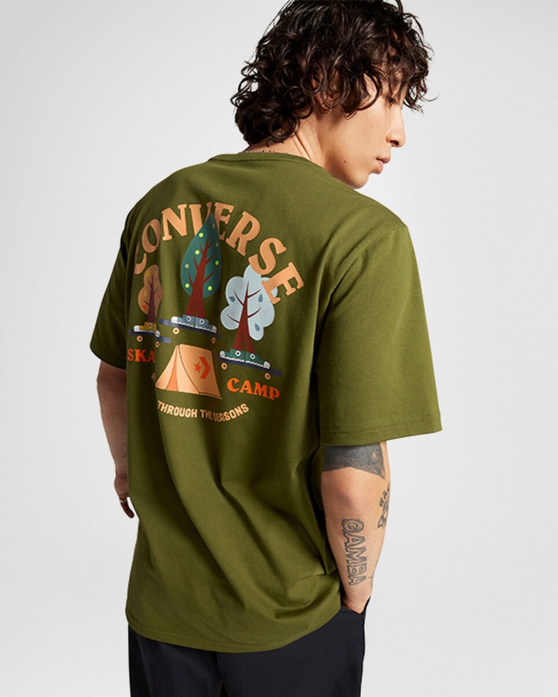 Converse All Star Tree T-shirt Zielone | 460281-LAK