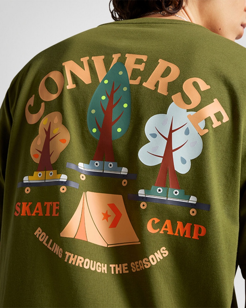 Converse All Star Tree T-shirt Zielone | 460281-LAK