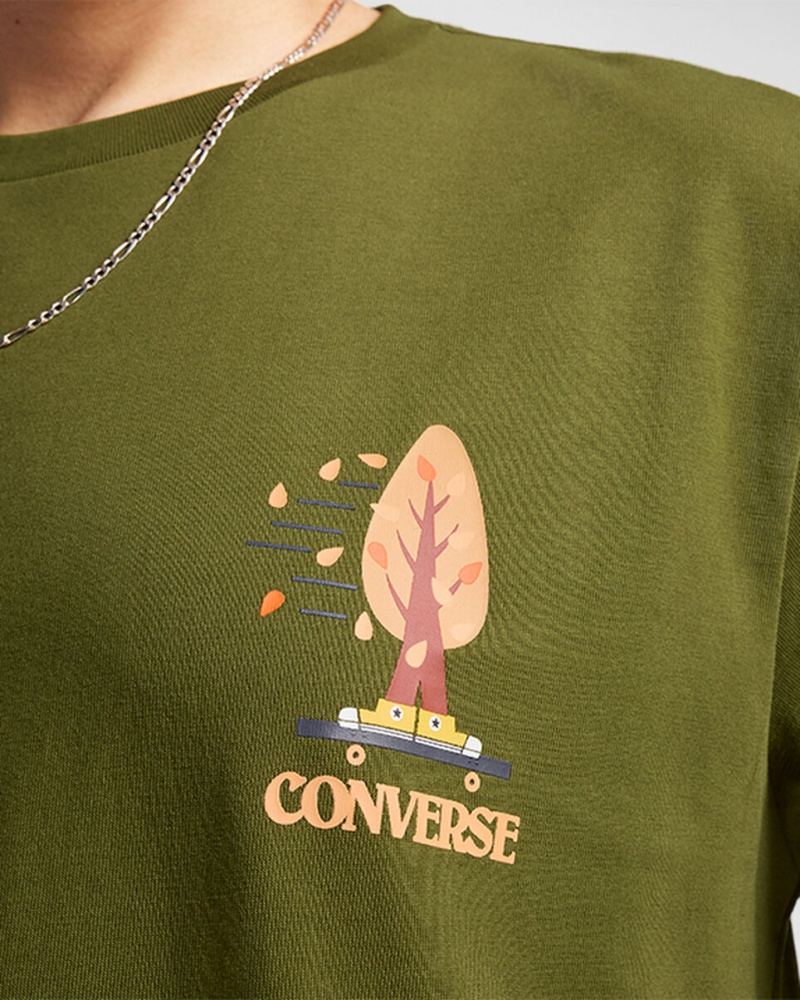 Converse All Star Tree T-shirt Zielone | 460281-LAK