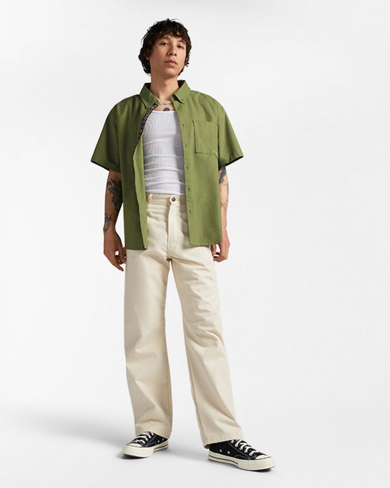 Converse Basic Woven Krótkie Sleeve Shirt Zielone | 704236-DSR