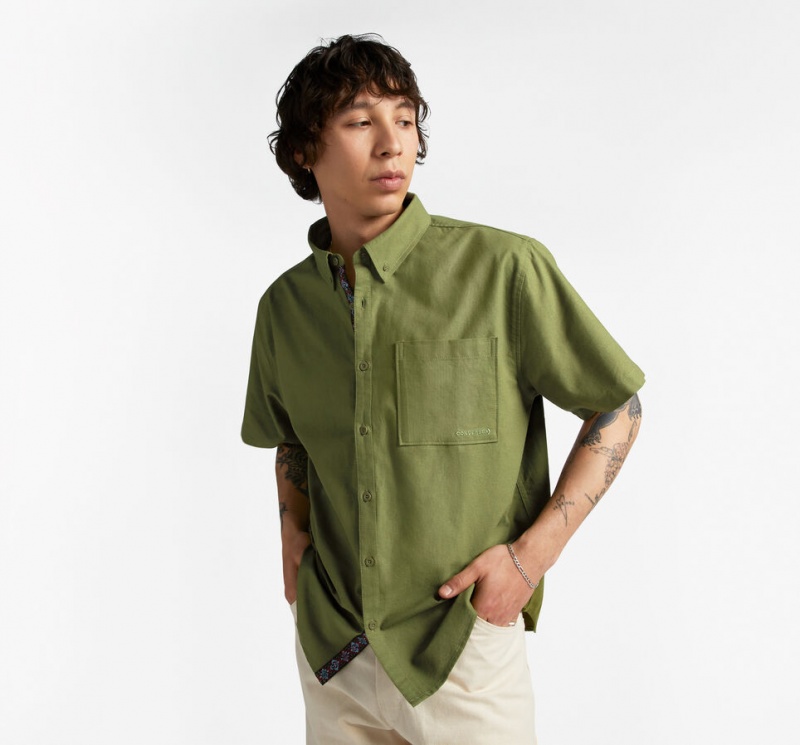 Converse Basic Woven Krótkie Sleeve Shirt Zielone | 704236-DSR