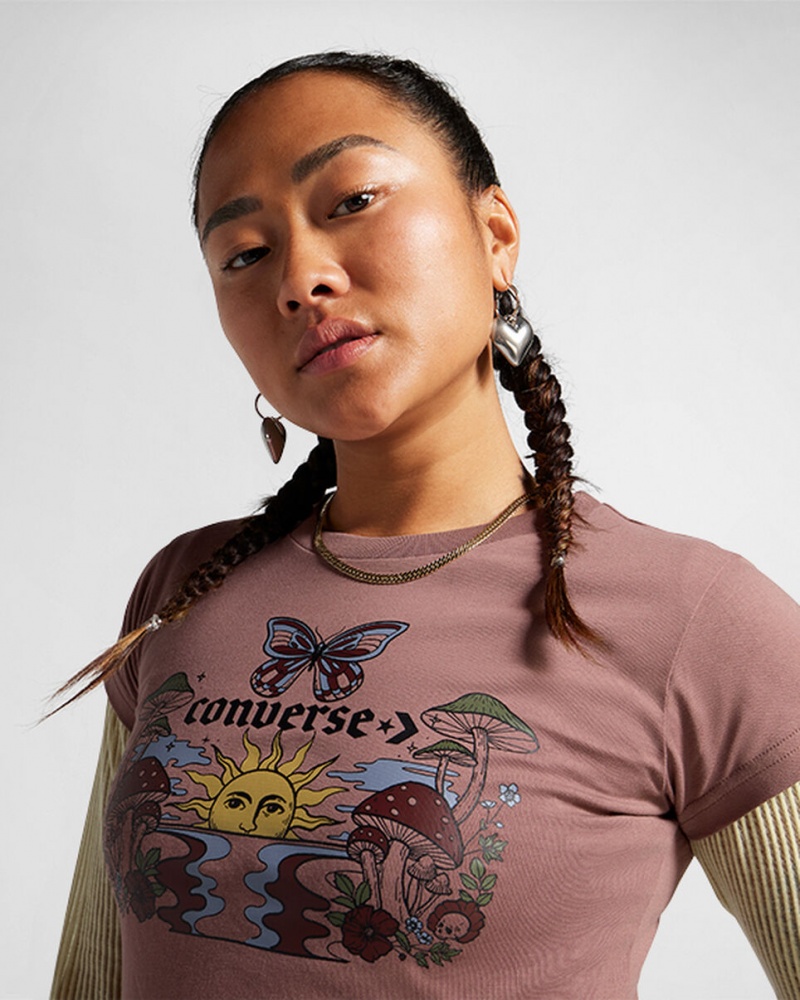 Converse Blooming Skate T-Shirt Saddle | 247093-EGT