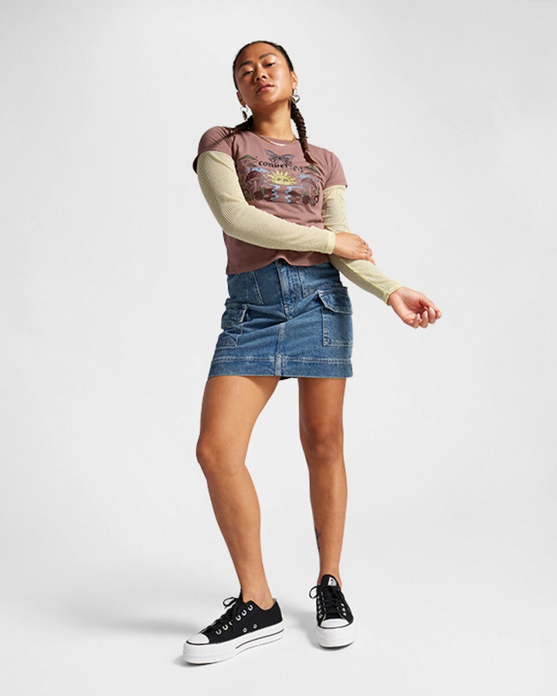 Converse Blooming Skate T-Shirt Saddle | 247093-EGT