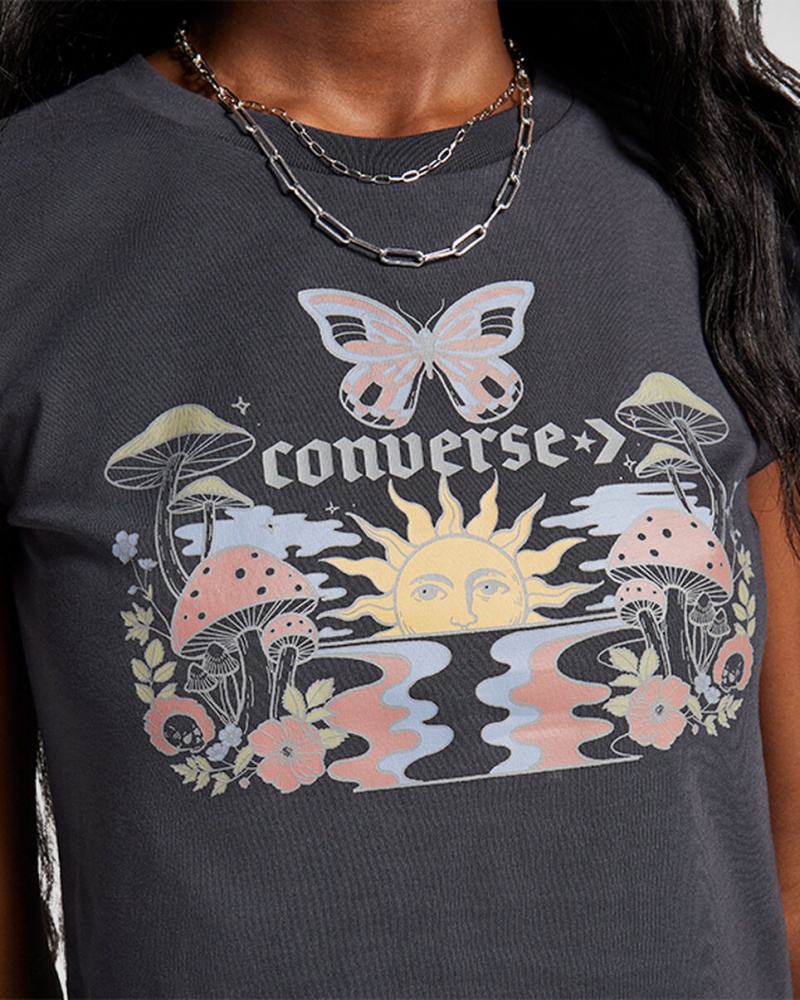 Converse Blooming Skate T-Shirt Szare | 759214-FPV