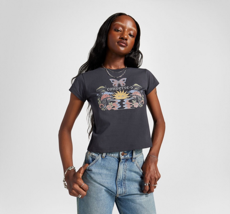 Converse Blooming Skate T-Shirt Szare | 759214-FPV