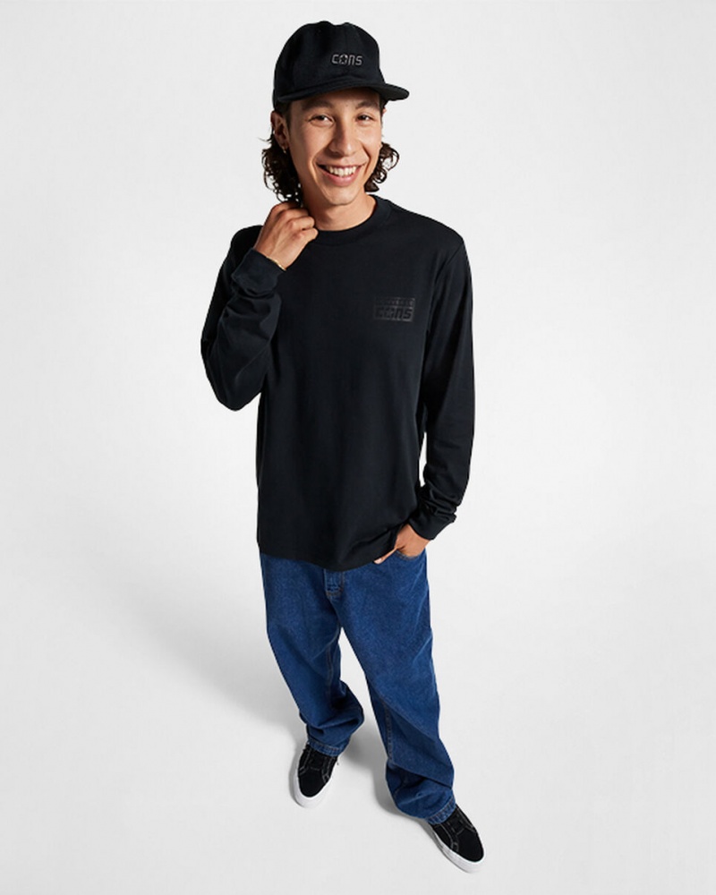 Converse CONS Long Sleeve T-Shirt Czarne | 290768-XZE