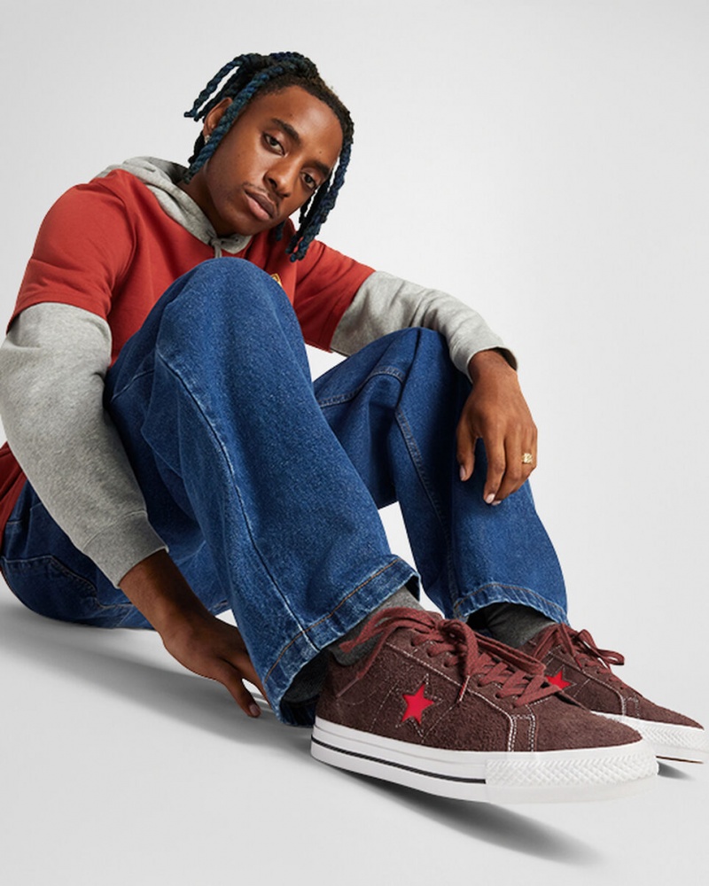 Converse CONS One Star Pro Brązowe Białe Czerwone | 915206-CAQ