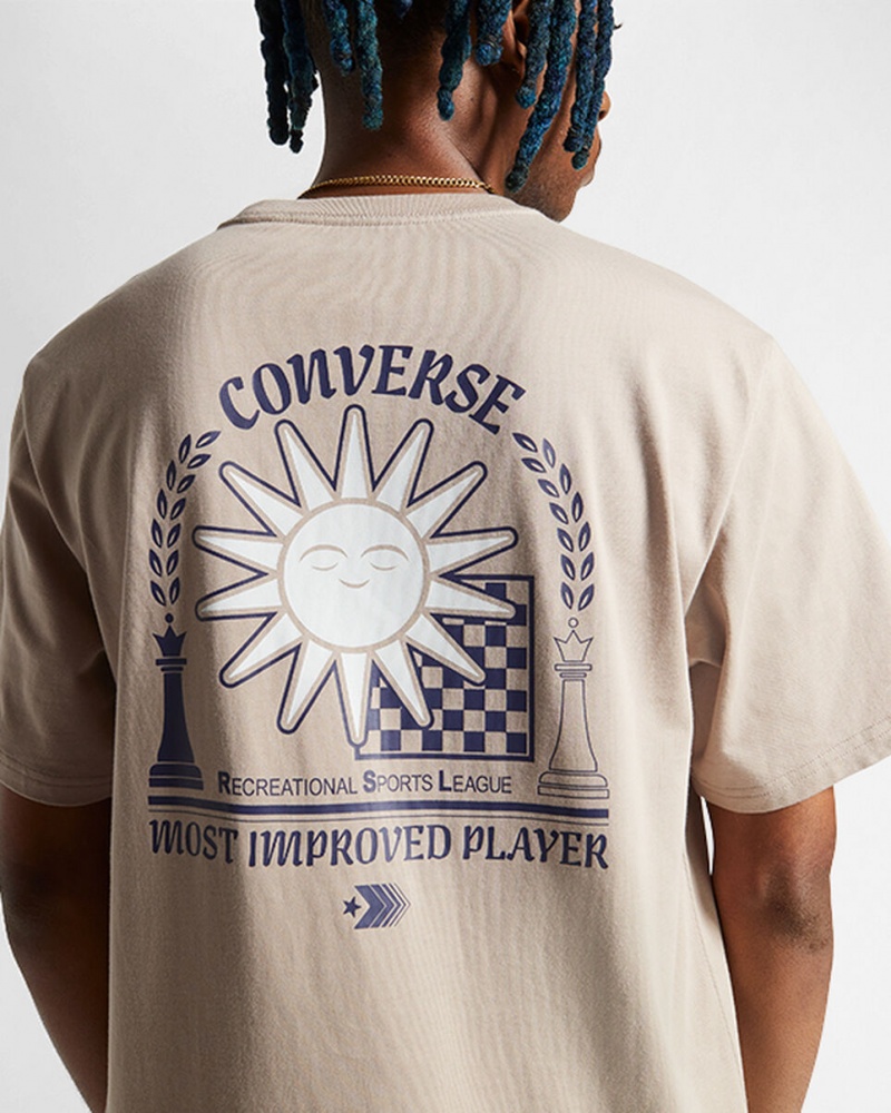 Converse Chess League Grafiką T-Shirt Wonder Stone | 894507-LEB