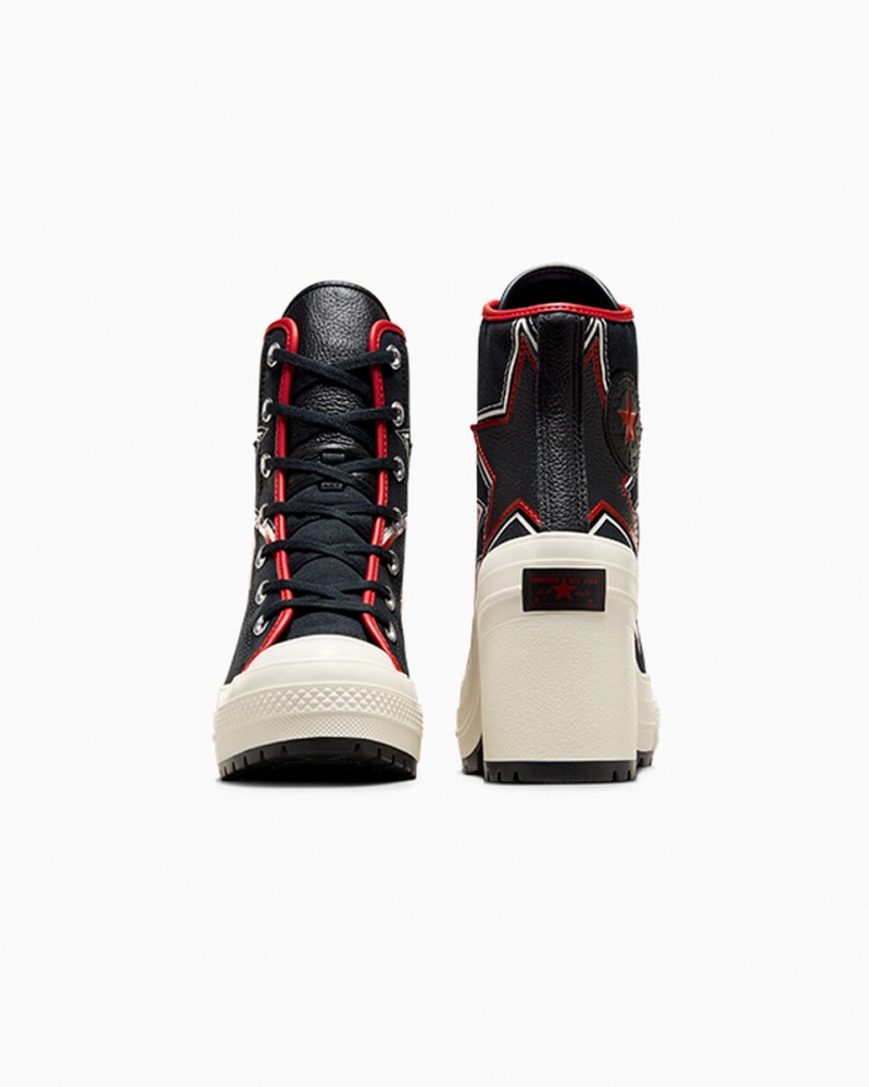 Converse Chuck 70 De Luxe Heel Moto Czarne Czerwone | 691753-YMR