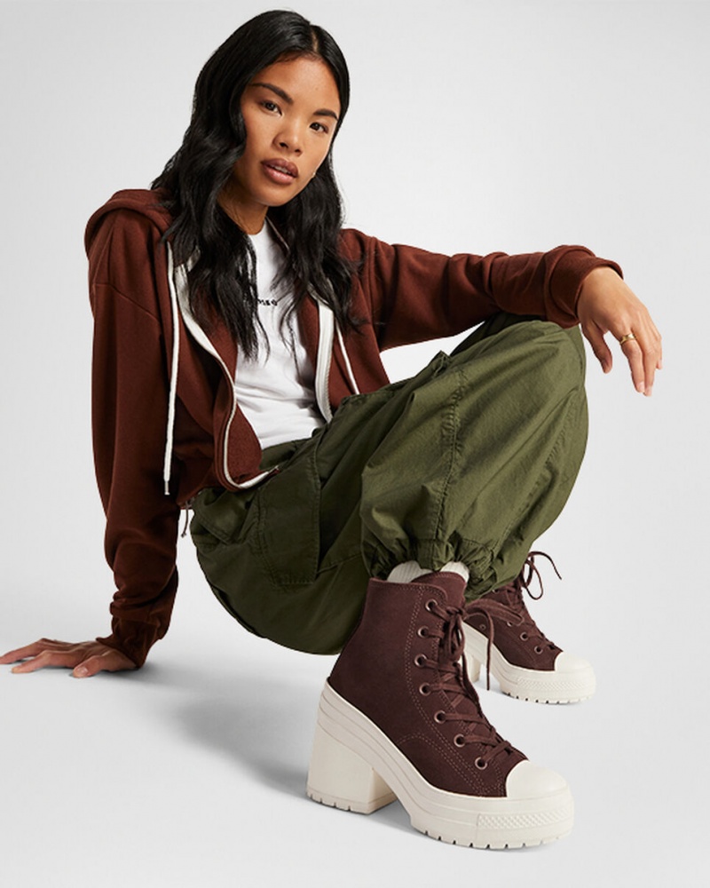 Converse Chuck 70 De Luxe Heel Zamszowe Brązowe | 395847-HPJ
