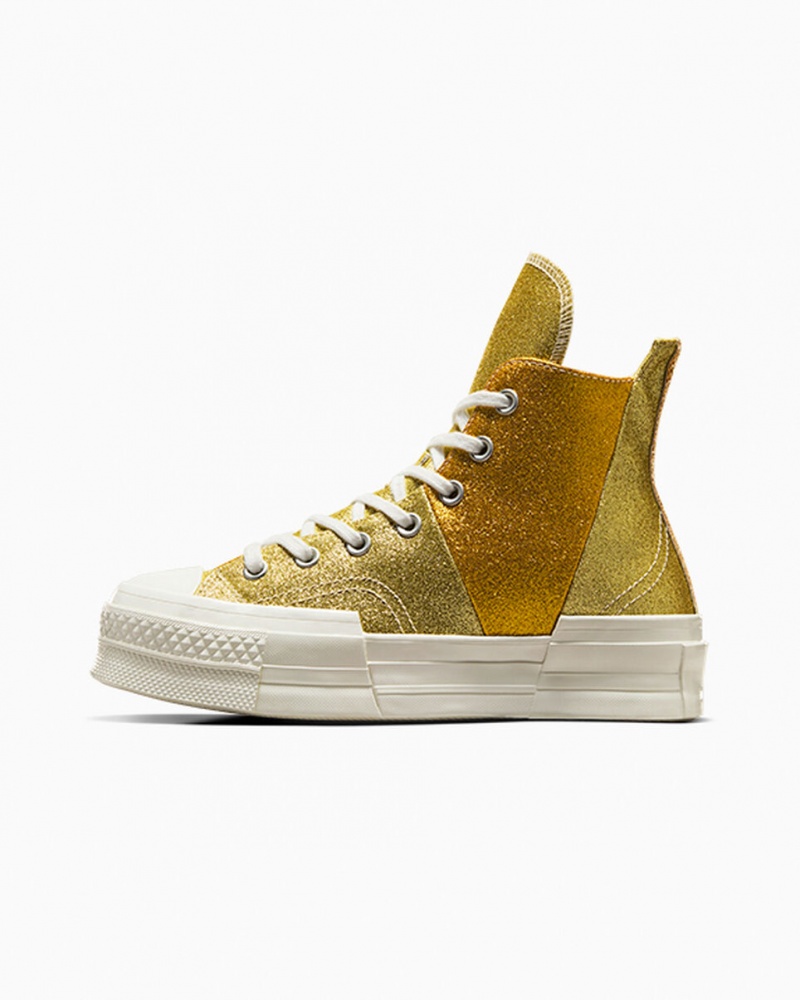 Converse Chuck 70 Plus Glitter Białe Ciemny Złote | 268734-JQA