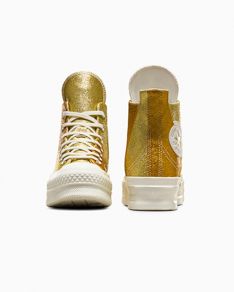 Converse Chuck 70 Plus Glitter Białe Ciemny Złote | 268734-JQA