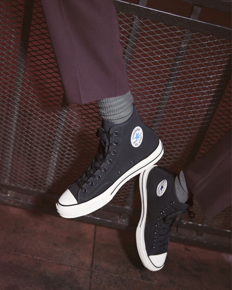 Converse Chuck 70 Zamszowe Czarne Niebieskie | 470312-DAN
