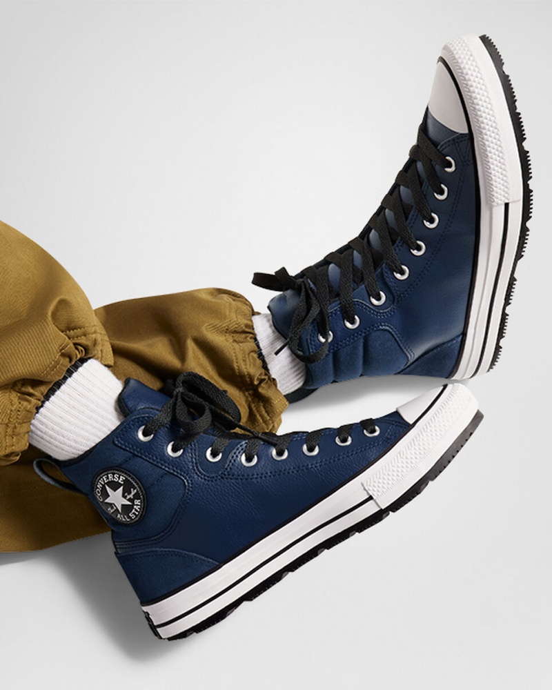 Converse Chuck Taylor All Star Berkshire Boot Obsidian Czarne Białe | 135267-KMF