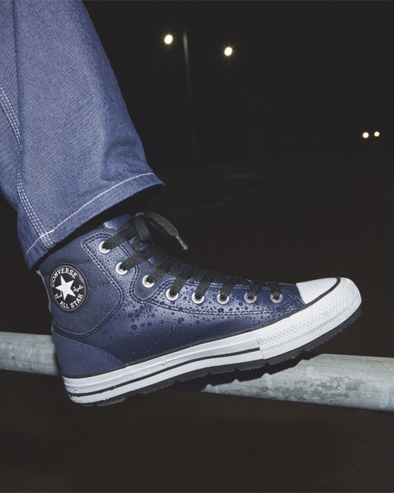 Converse Chuck Taylor All Star Berkshire Boot Obsidian Czarne Białe | 135267-KMF