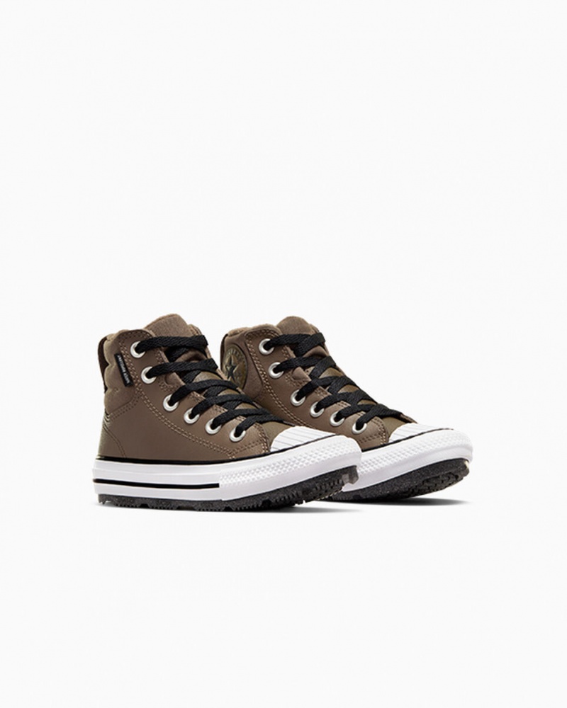 Converse Chuck Taylor All Star Berkshire Boot Skórzane Czarne Białe | 987240-YSK