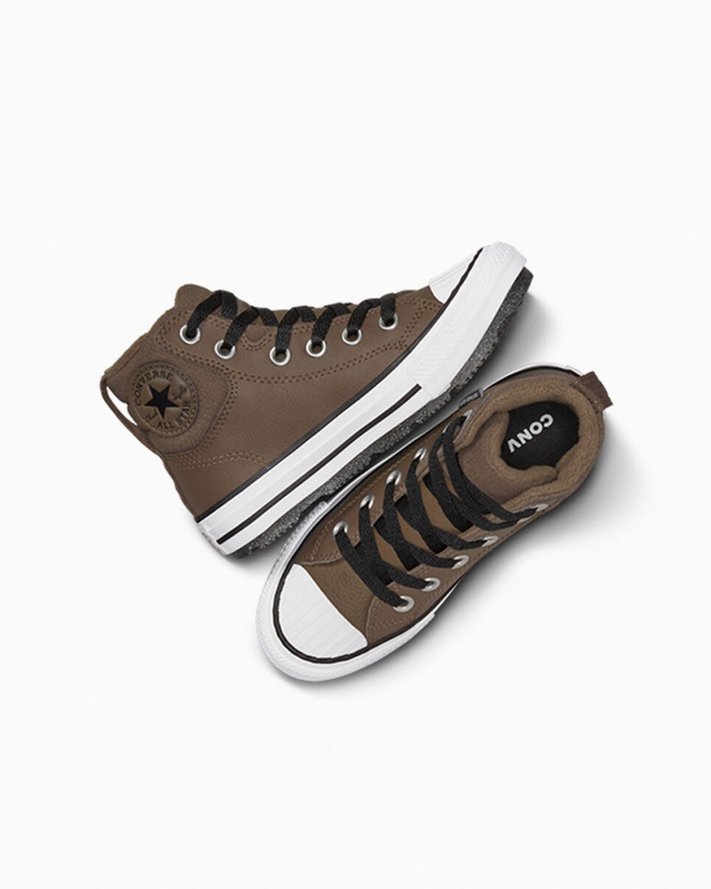Converse Chuck Taylor All Star Berkshire Boot Skórzane Czarne Białe | 987240-YSK