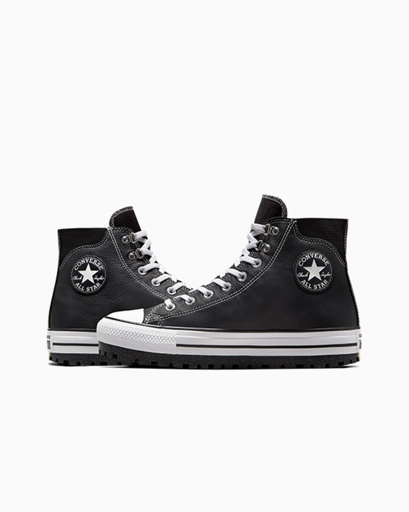Converse Chuck Taylor All Star City Trek Nieprzemakalne Boot Czarne Białe Srebrne | 215340-IAU