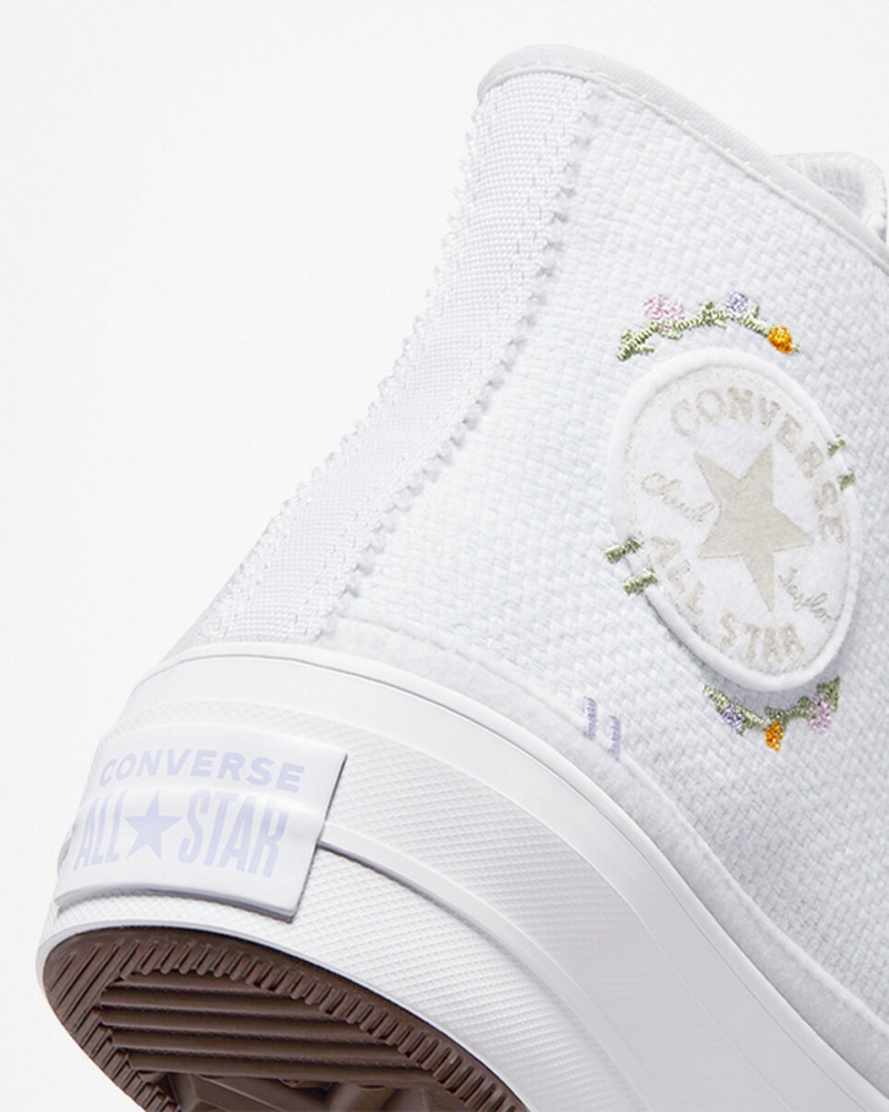 Converse Chuck Taylor All Star Lift Platformie Autumn Embroidery Białe | 025419-RDB