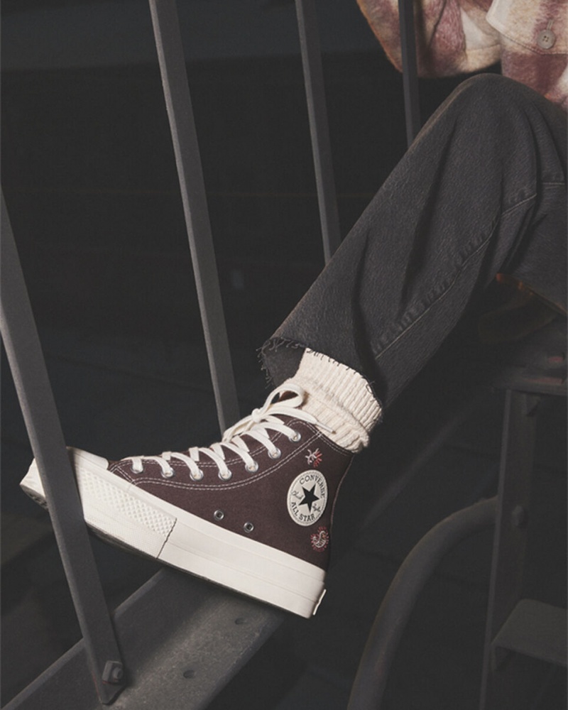 Converse Chuck Taylor All Star Lift Platformie Crafted Evolution Brązowe Różowe | 412987-WXQ