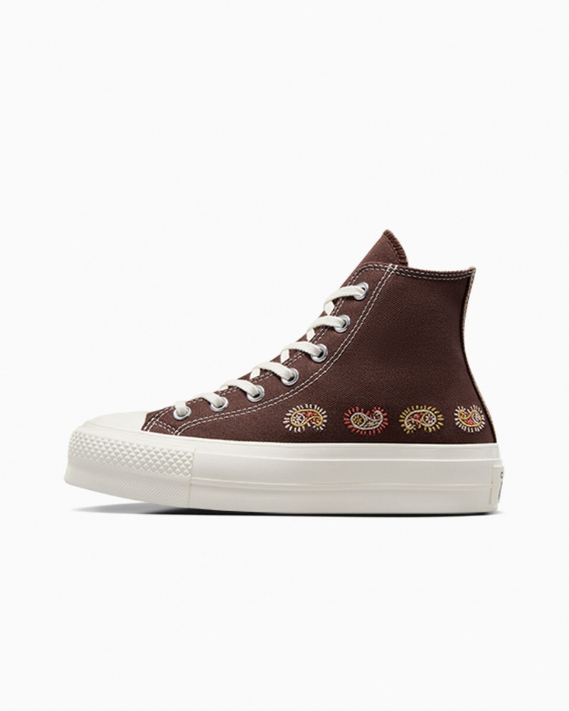 Converse Chuck Taylor All Star Lift Platformie Crafted Evolution Brązowe Różowe | 412987-WXQ