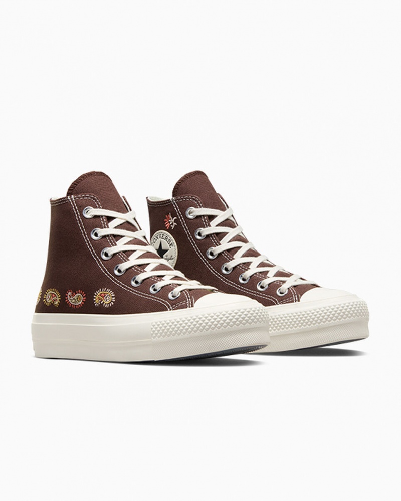 Converse Chuck Taylor All Star Lift Platformie Crafted Evolution Brązowe Różowe | 412987-WXQ