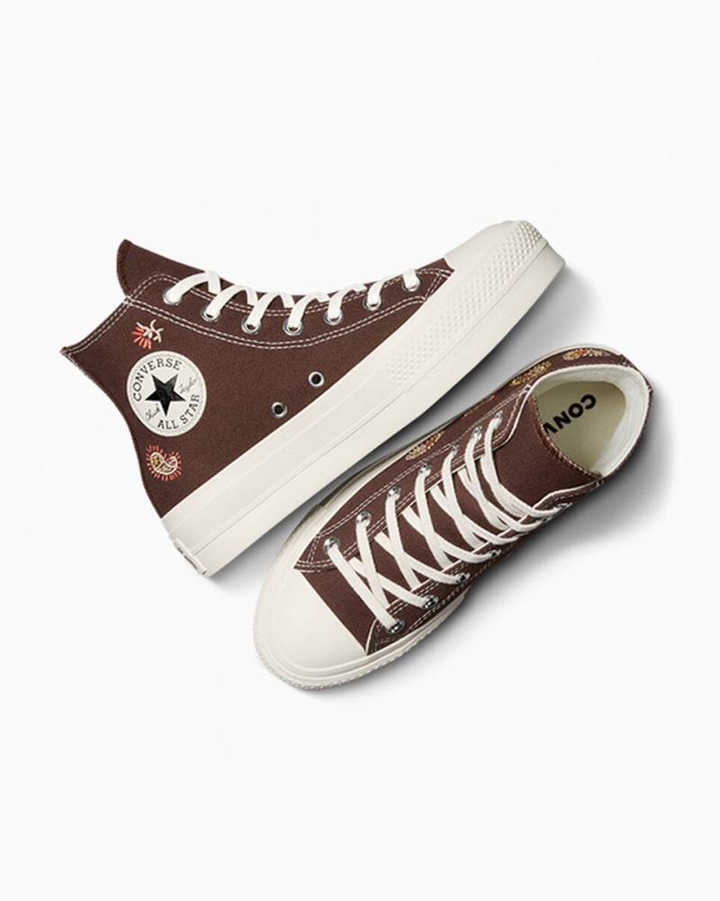 Converse Chuck Taylor All Star Lift Platformie Crafted Evolution Brązowe Różowe | 412987-WXQ