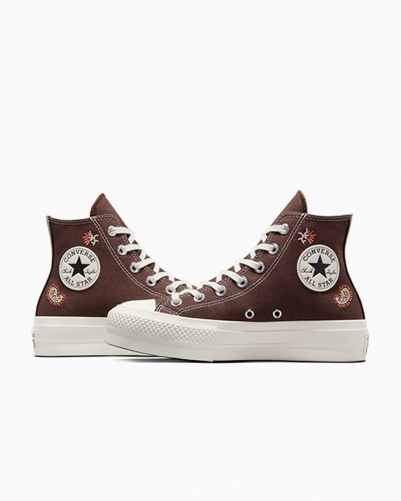 Converse Chuck Taylor All Star Lift Platformie Crafted Evolution Brązowe Różowe | 412987-WXQ