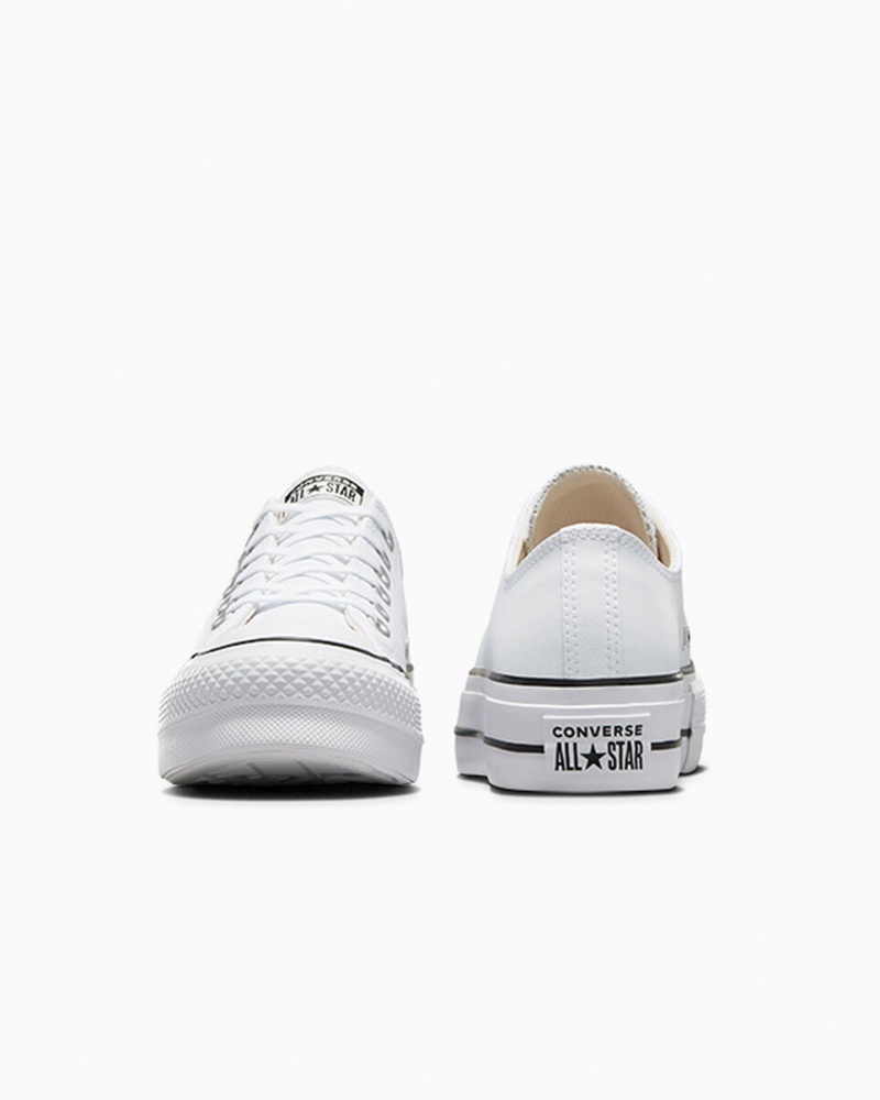 Converse Chuck Taylor All Star Lift Platformie Skórzane Białe Czarne Białe | 127463-HJC