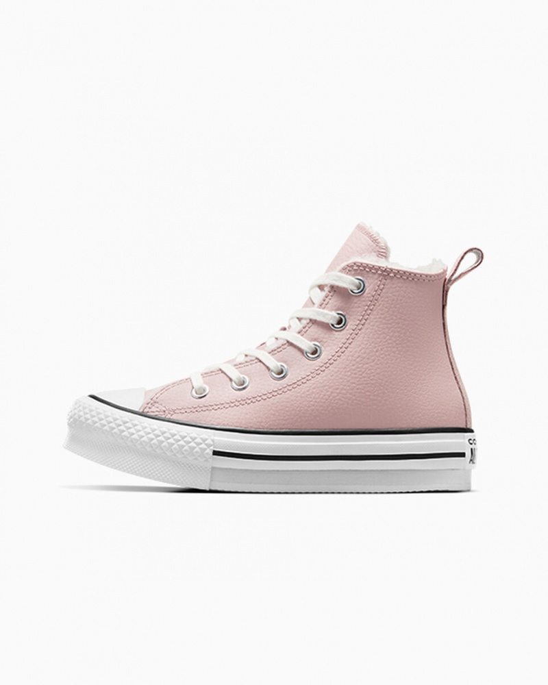 Converse Chuck Taylor All Star Lift Platformie Skórzane & Faux Fur Różowe Białe Czarne | 345289-HRE