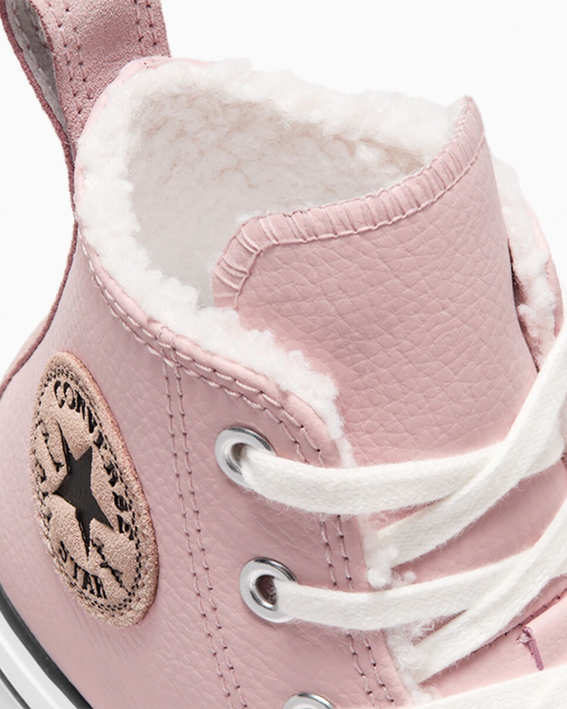 Converse Chuck Taylor All Star Lift Platformie Skórzane & Faux Fur Różowe Białe Czarne | 345289-HRE