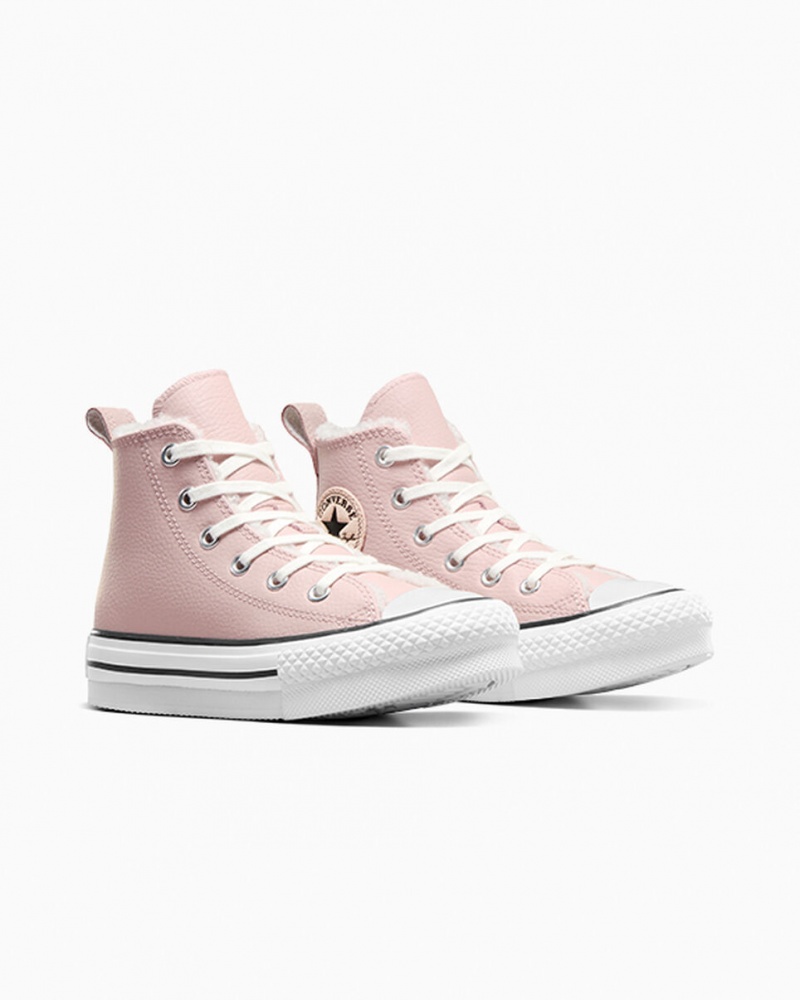 Converse Chuck Taylor All Star Lift Platformie Skórzane & Faux Fur Różowe Białe Czarne | 345289-HRE