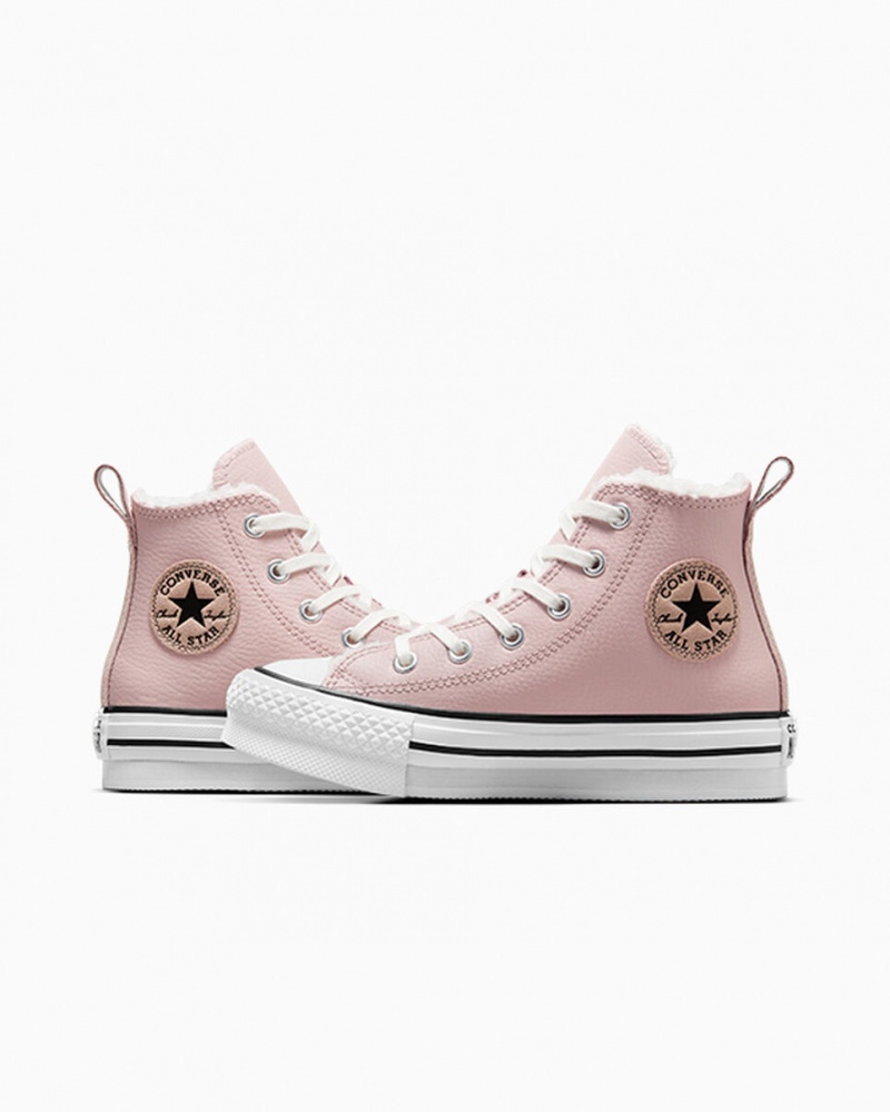 Converse Chuck Taylor All Star Lift Platformie Skórzane & Faux Fur Różowe Białe Czarne | 345289-HRE