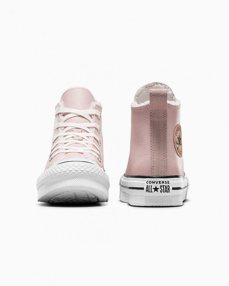 Converse Chuck Taylor All Star Lift Platformie Skórzane & Faux Fur Różowe Białe Czarne | 345289-HRE