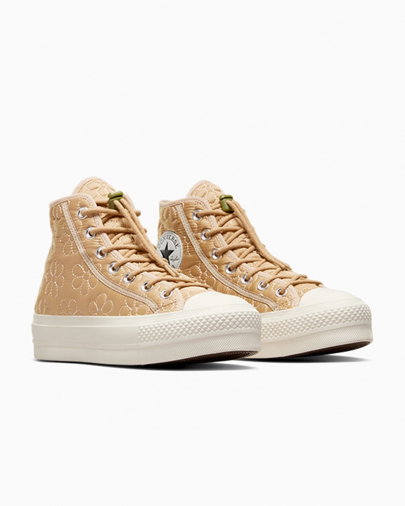 Converse Chuck Taylor All Star Lift Platformie Pikowana Khaki | 650437-BLR