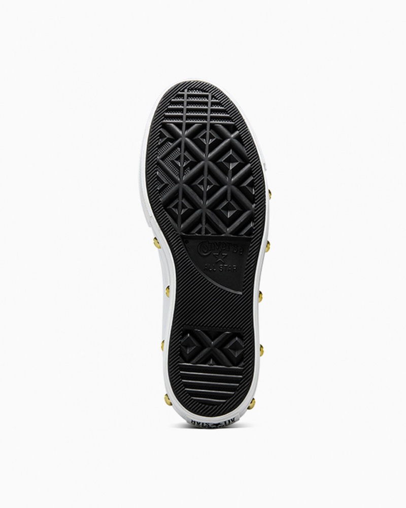 Converse Chuck Taylor All Star Lift Platformie Star Studded Białe Białe Złote | 694810-GPC