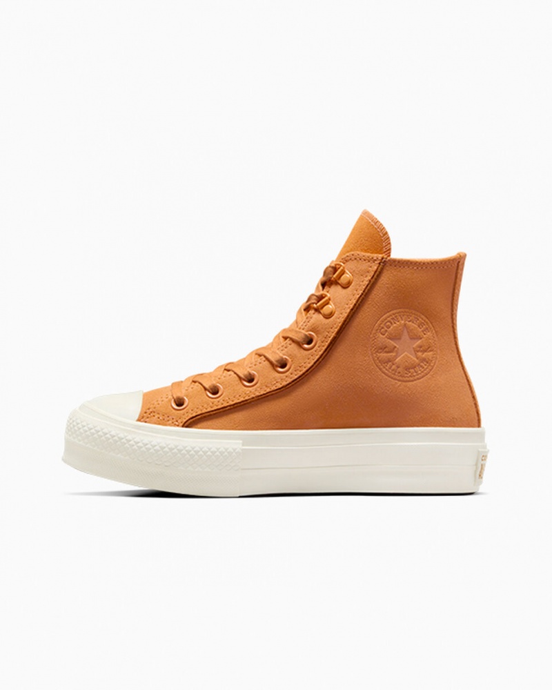 Converse Chuck Taylor All Star Lift Platformie Zamszowe Tiger Moth / Tawny Owl / Egret | 951073-HRT