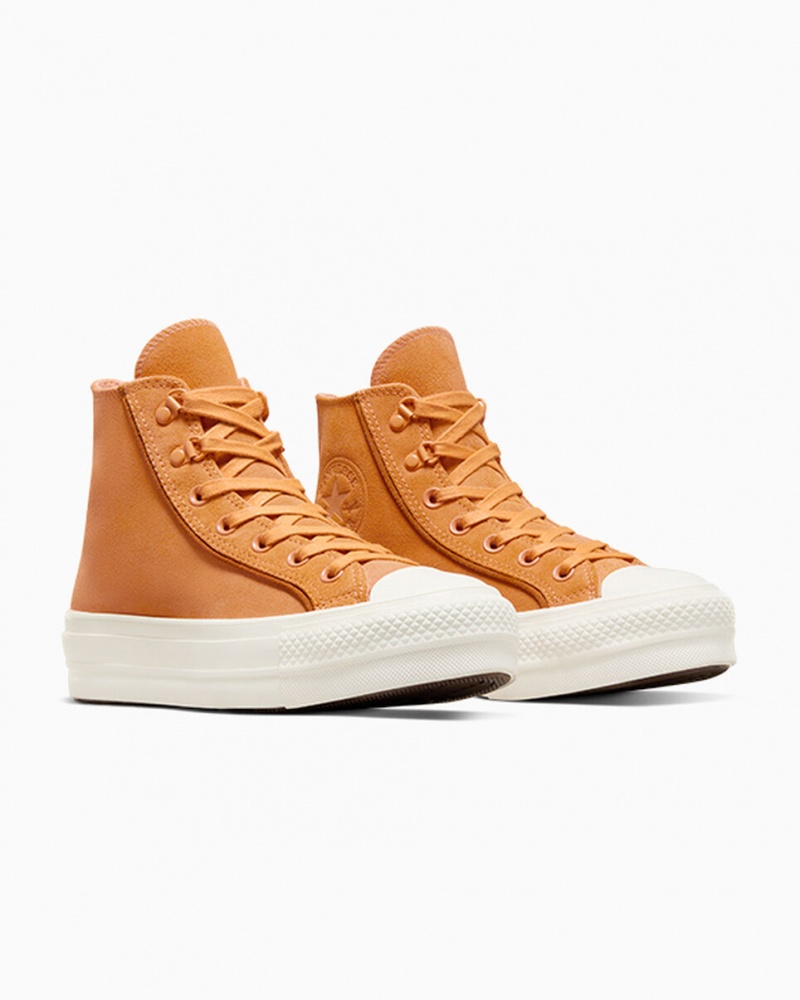Converse Chuck Taylor All Star Lift Platformie Zamszowe Tiger Moth / Tawny Owl / Egret | 951073-HRT
