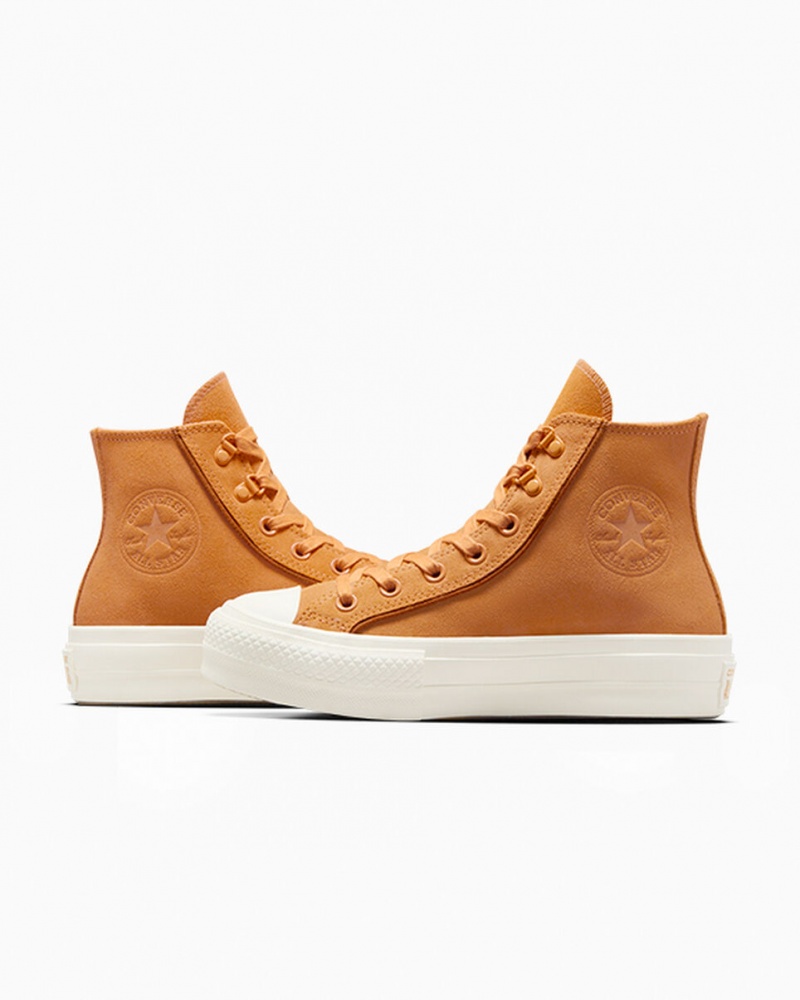 Converse Chuck Taylor All Star Lift Platformie Zamszowe Tiger Moth / Tawny Owl / Egret | 951073-HRT