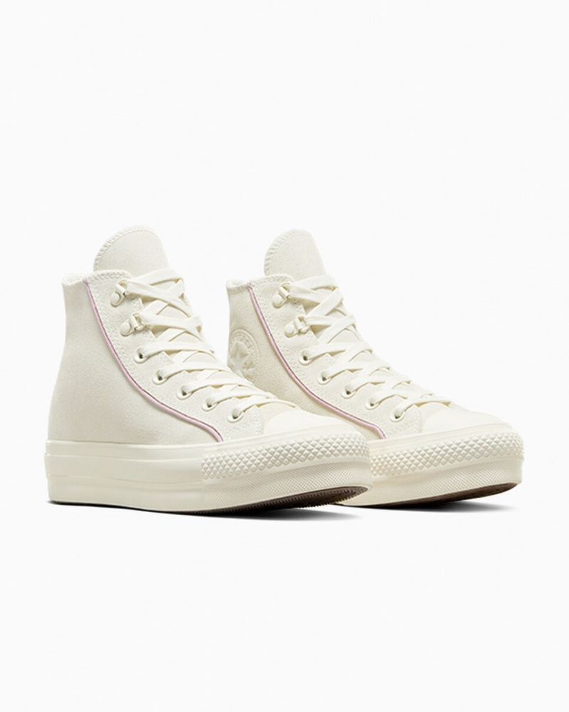 Converse Chuck Taylor All Star Lift Platformie Zamszowe Egret / Phantom Violet / Egret | 268510-RYG