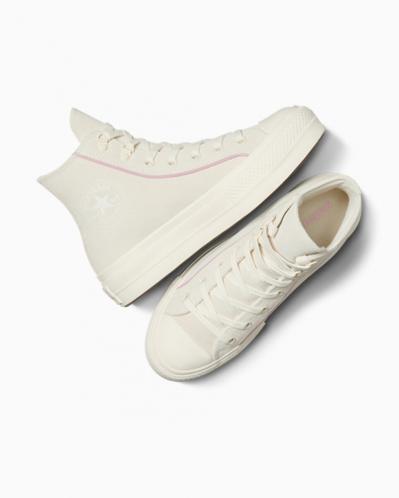 Converse Chuck Taylor All Star Lift Platformie Zamszowe Egret / Phantom Violet / Egret | 268510-RYG