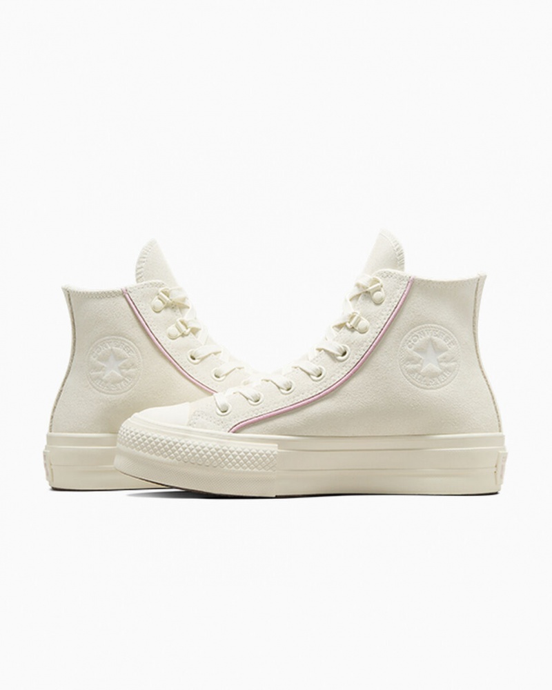 Converse Chuck Taylor All Star Lift Platformie Zamszowe Egret / Phantom Violet / Egret | 268510-RYG