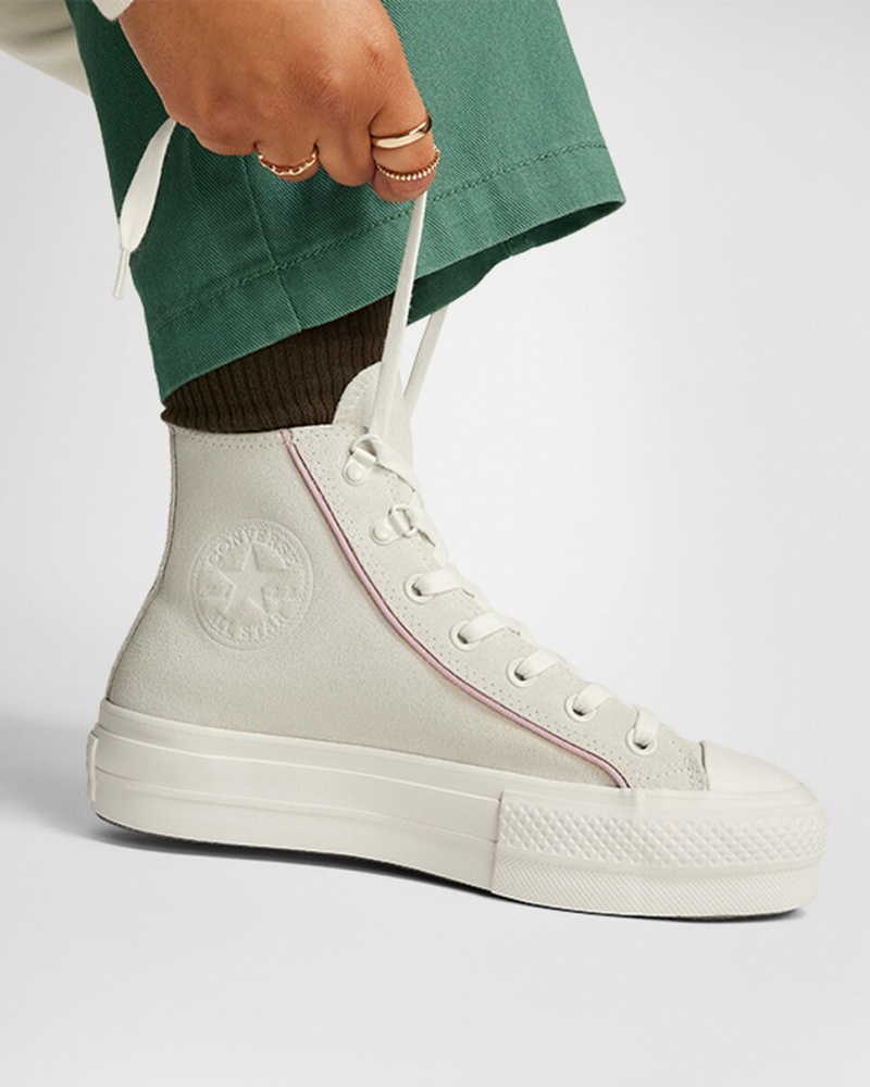 Converse Chuck Taylor All Star Lift Platformie Zamszowe Egret / Phantom Violet / Egret | 268510-RYG